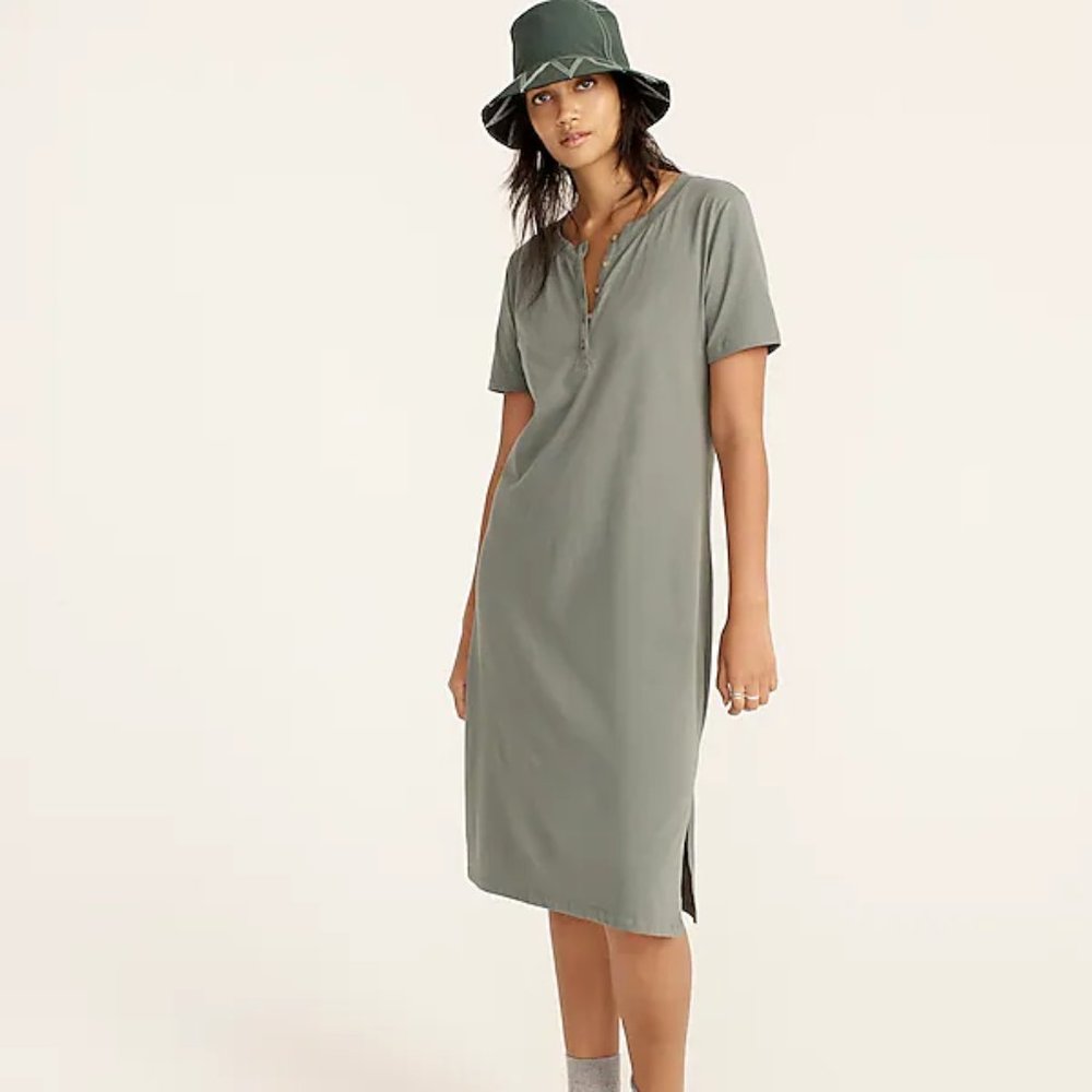 Midi henley knit T-shirt Dress